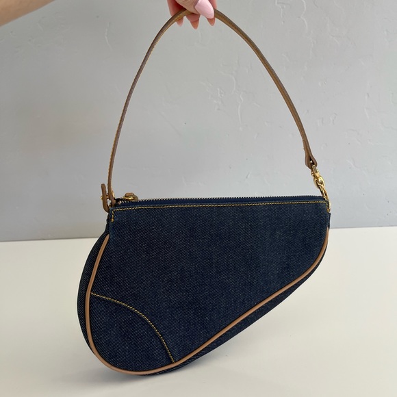 Auth VTG 2001 DIOR Denim Saddle Bag - Picture 1 of 8